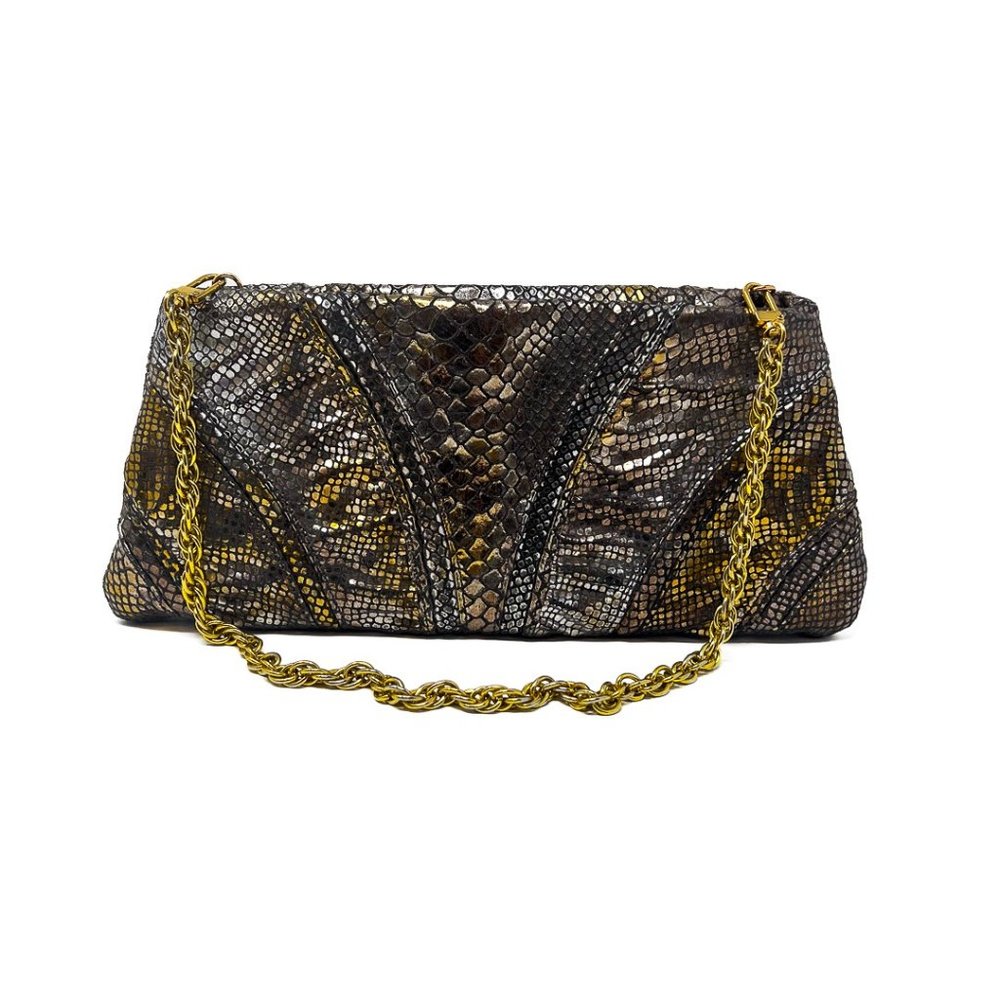 Inge Christopher Python Clutch with Chain Straps